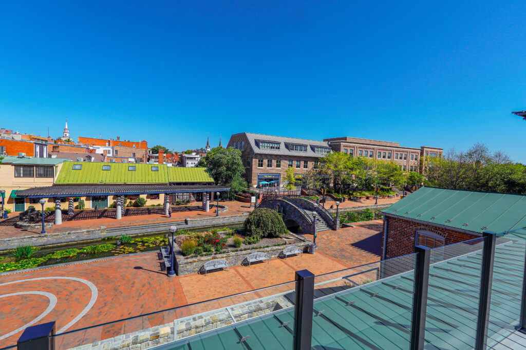 Aerial view of Carroll Creek and downtown Frederick, Maryland